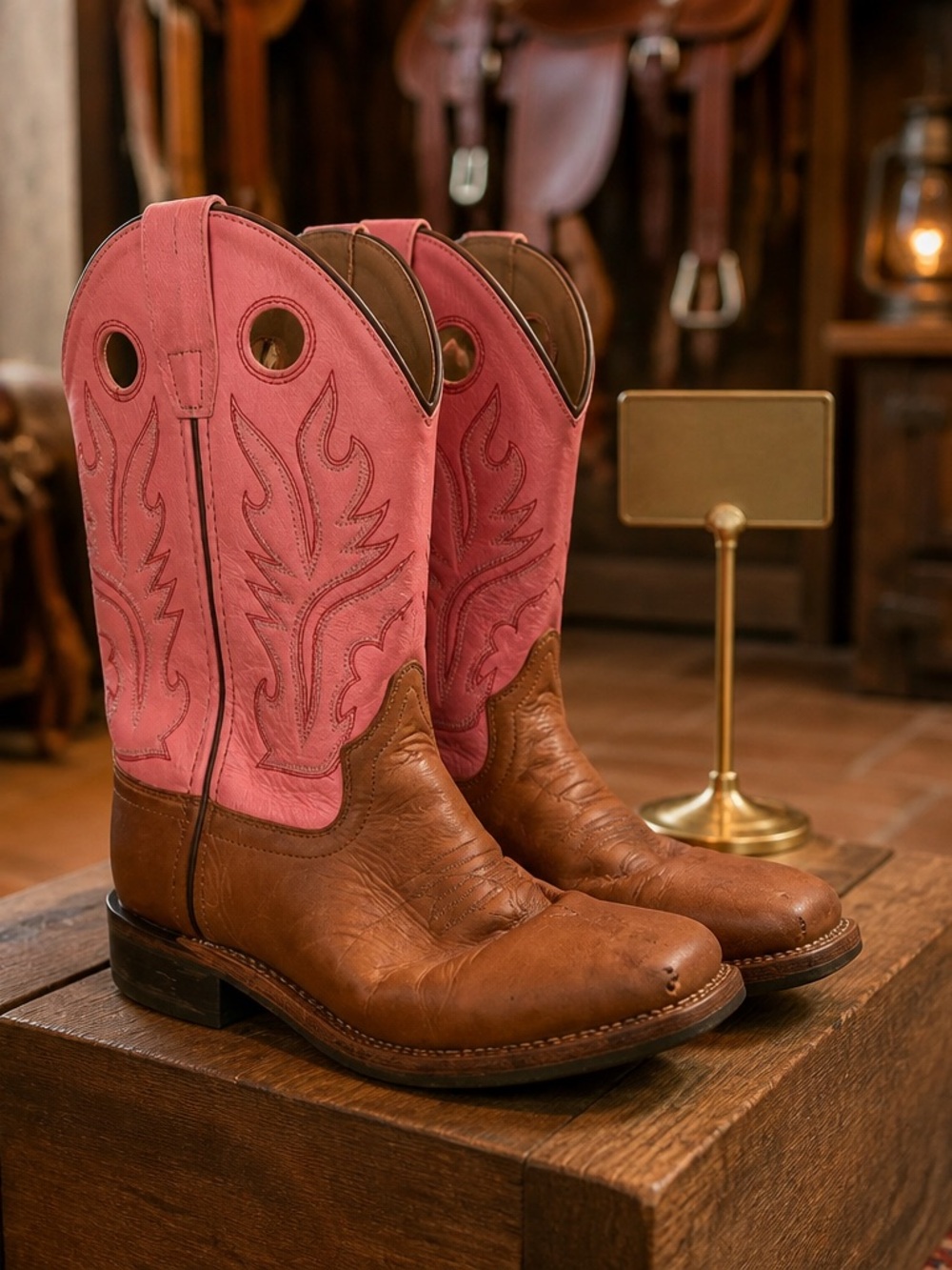 Old West youth square toe western boots